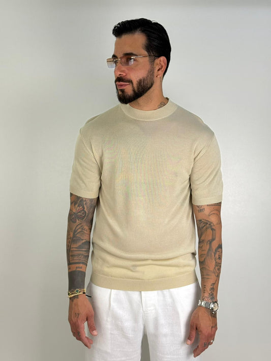 T-shirt mezzo collo in filo