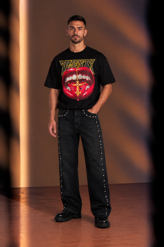 JEANS ROCK STUD BLACK