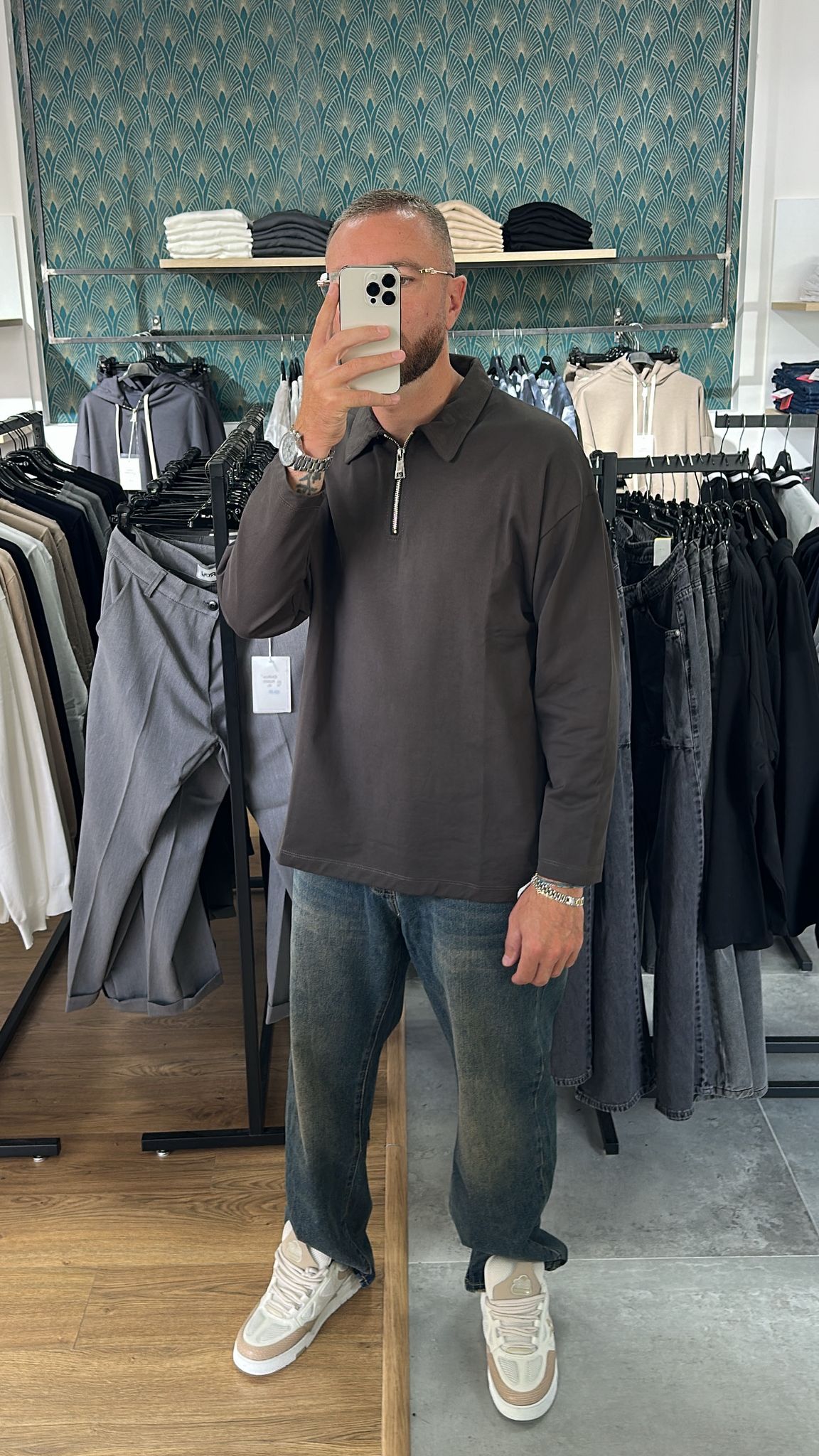 Polo con zip manica lunga