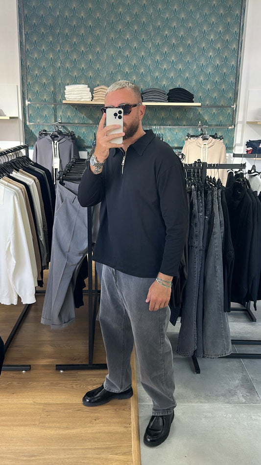 Polo con zip manica lunga